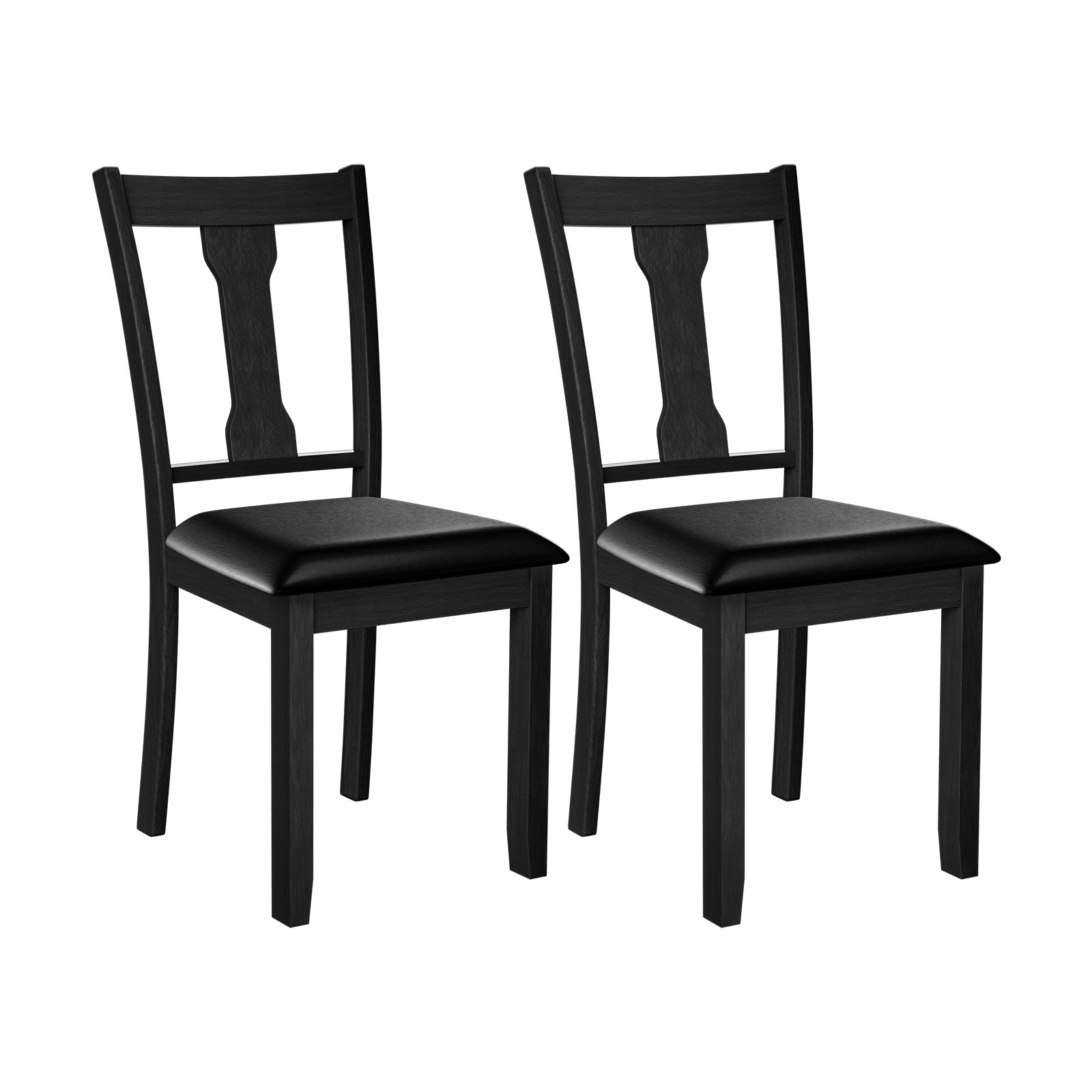 Set Of 2 Dining Chairs, Rubber Wood Frame, Upholstered Padded Seat, Black Dining Chairs at Gallery Canada