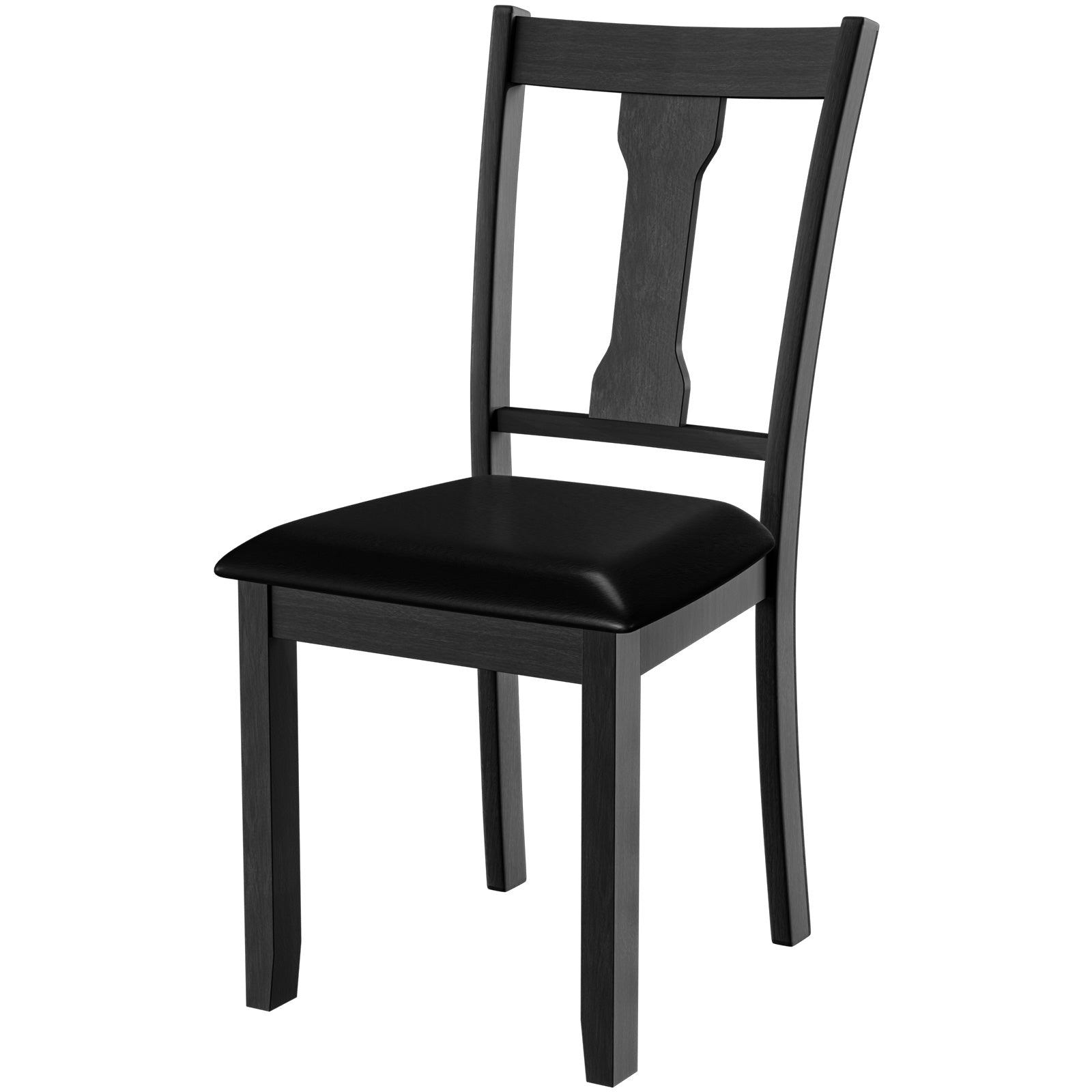 Set Of 2 Dining Chairs, Rubber Wood Frame, Upholstered Padded Seat, Black Dining Chairs at Gallery Canada