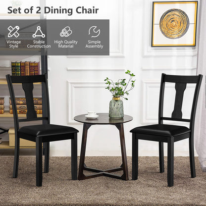 Set Of 2 Dining Chairs, Rubber Wood Frame, Upholstered Padded Seat, Black Dining Chairs at Gallery Canada