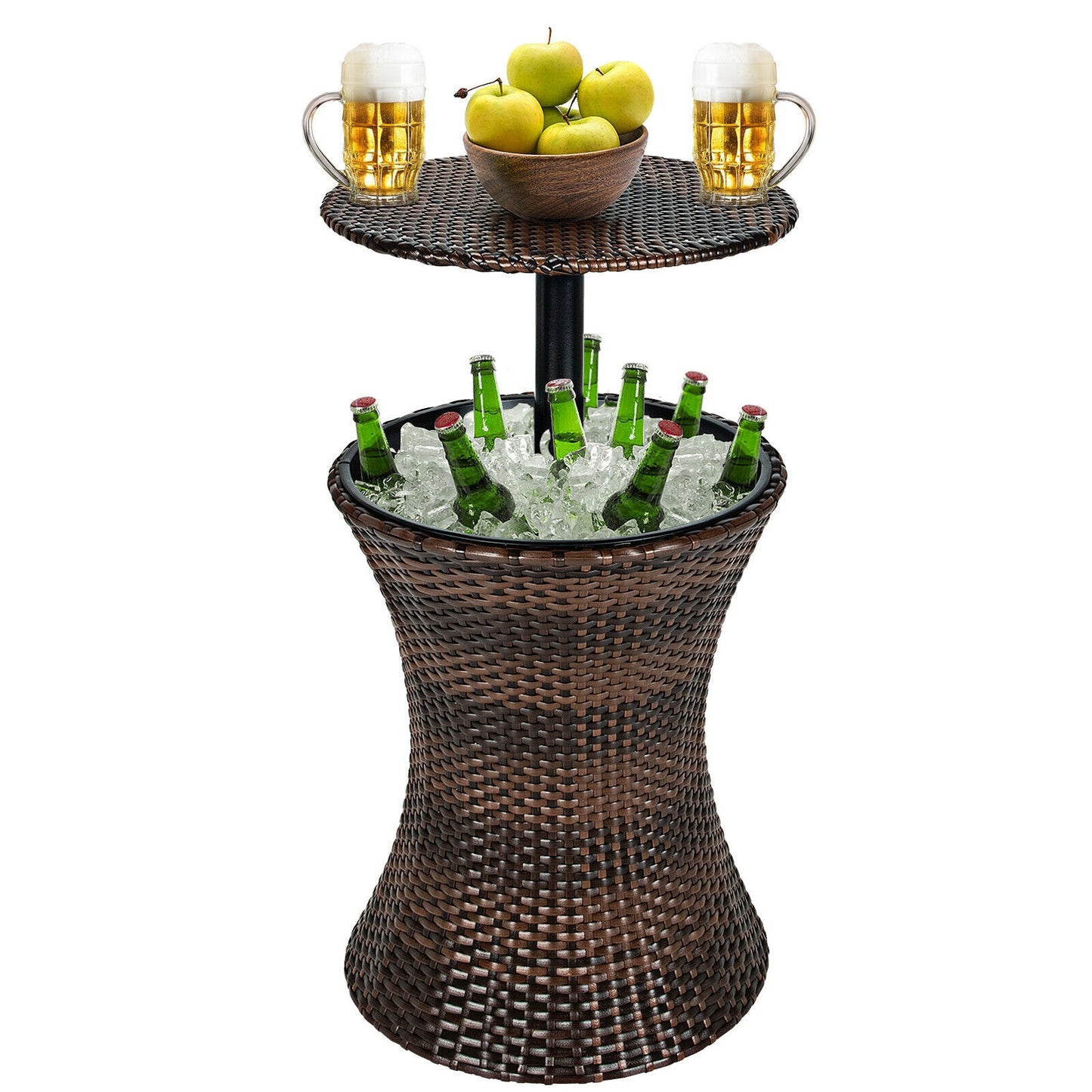 Height Adjustable Patio Rattan Cooler Bar Table, Black Patio Bar Furniture Black at Gallery Canada
