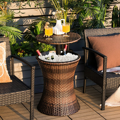 Height Adjustable Patio Rattan Cooler Bar Table, Black Patio Bar Furniture at Gallery Canada
