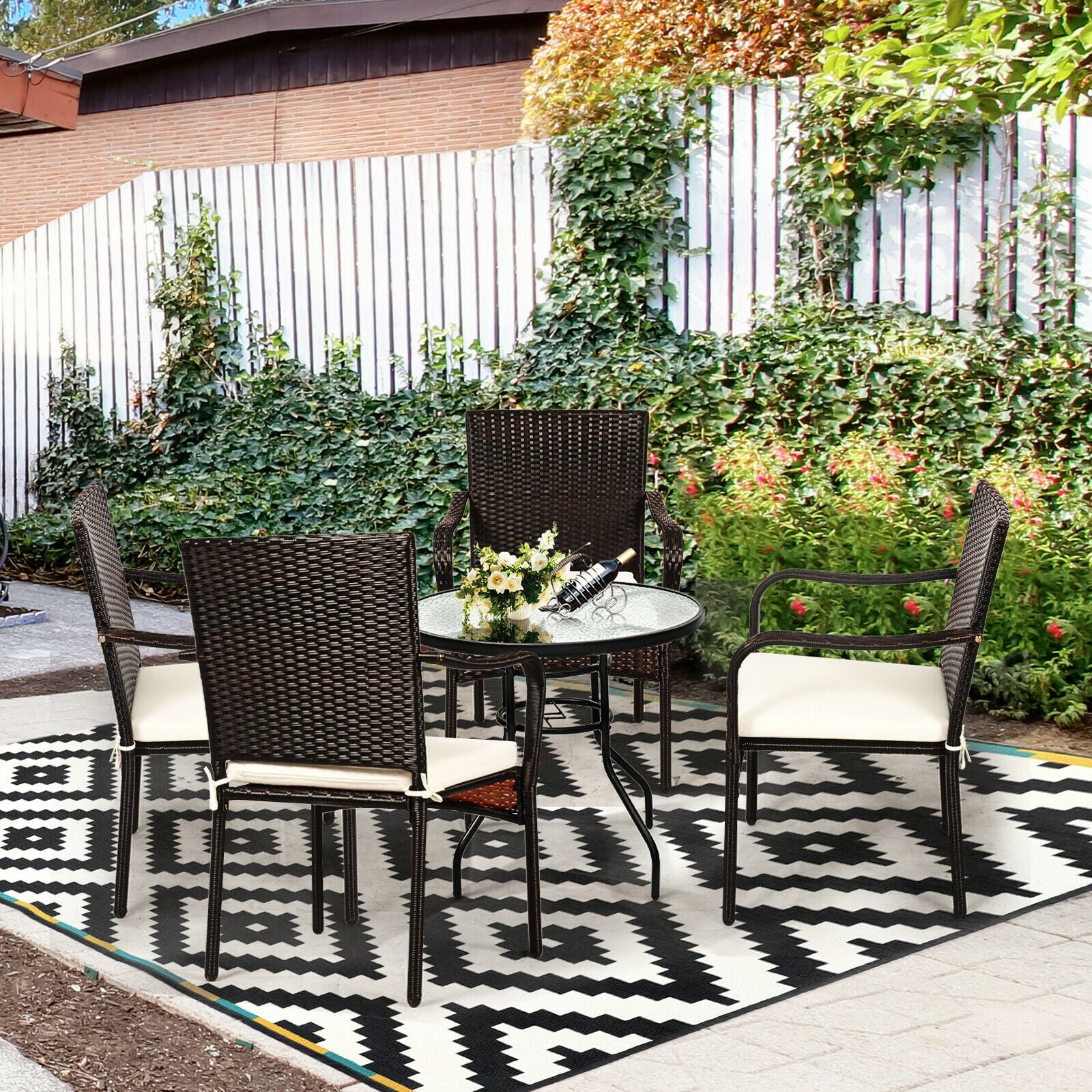 Set Of 4 Patio Rattan Stackable Dining Chairs, Light Brown Patio Dining Chairs at Gallery Canada