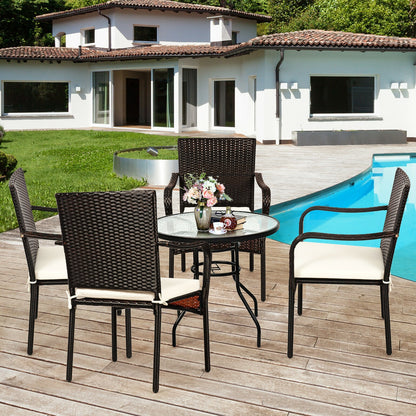 Set Of 4 Patio Rattan Stackable Dining Chairs, Light Brown Patio Dining Chairs at Gallery Canada
