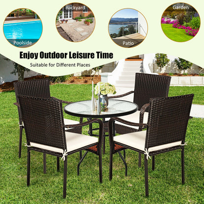 Set Of 4 Patio Rattan Stackable Dining Chairs, Light Brown Patio Dining Chairs at Gallery Canada