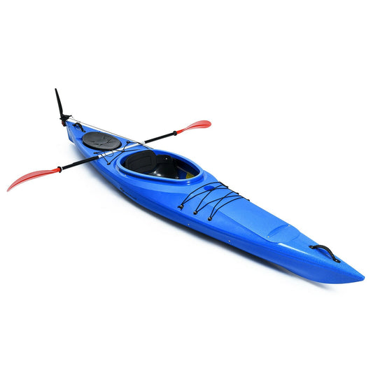 Single Sit-in Kayak Fishing Kayak Boat With Paddle and Detachable Rudder, Blue - Gallery Canada