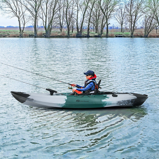 Sit-on-Top Fishing Kayak Boat With Fishing Rod Holders and Paddle, Gray - Gallery Canada