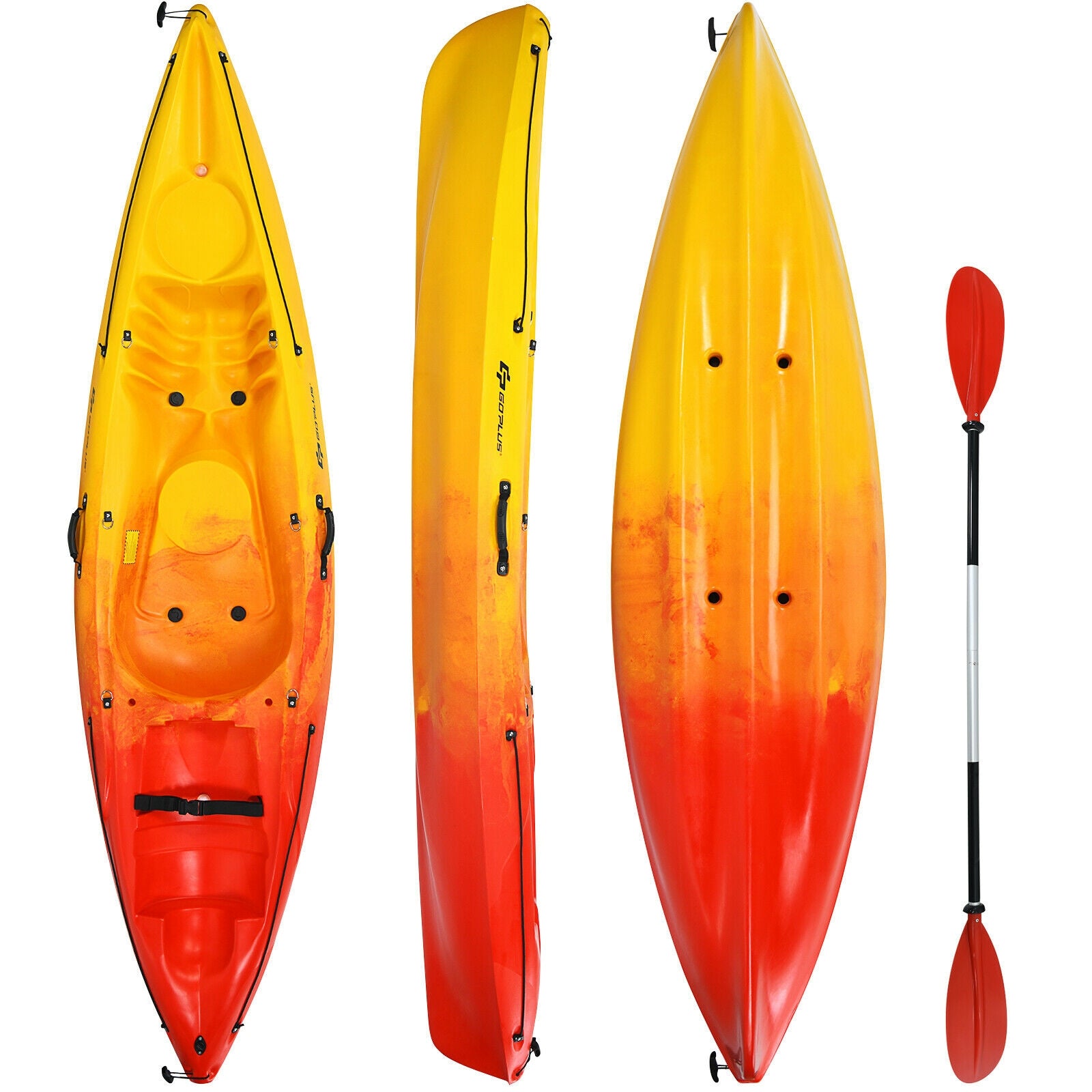 Single Sit-on-Top Kayak with Detachable Aluminum Paddle, Yellow Surfing at Gallery Canada