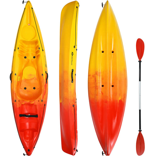 Single Sit On Top Kayak, Detachable Aluminum Paddle, Yellow