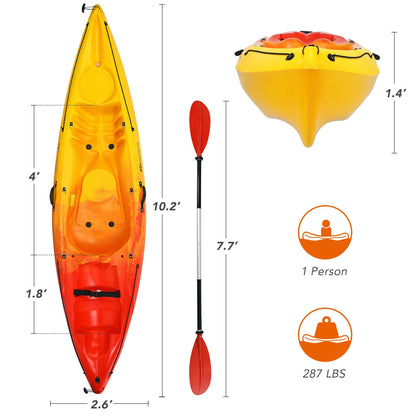 Single Sit-on-Top Kayak with Detachable Aluminum Paddle, Yellow Surfing at Gallery Canada