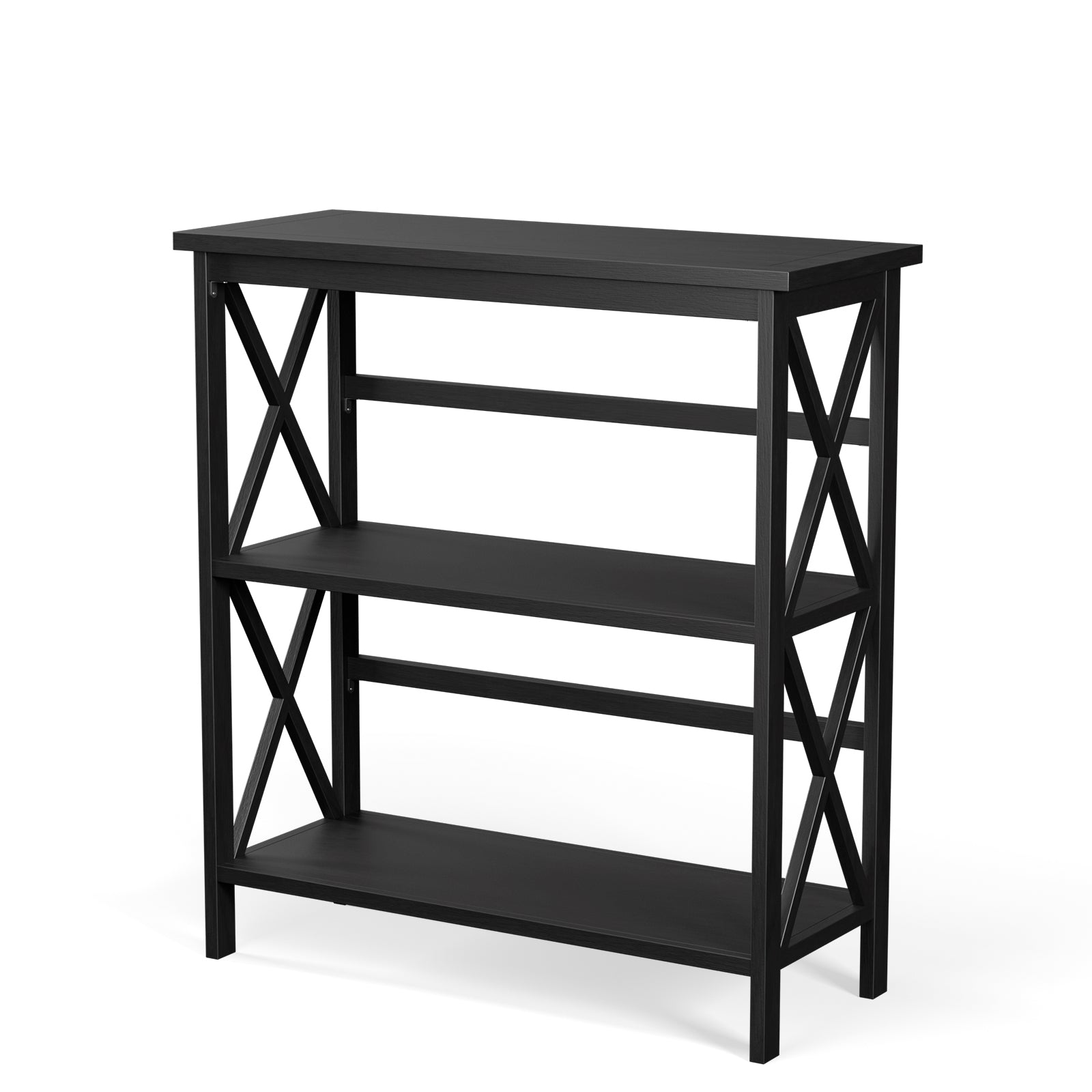 3-Tier Multi-Functional Storage Shelf Units Wooden Open Bookcase and Bookshelf, Black Bookcases Black at Gallery Canada