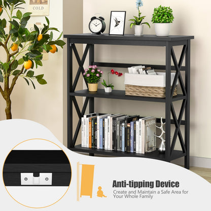 3-Tier Multi-Functional Storage Shelf Units Wooden Open Bookcase and Bookshelf, Black - Gallery Canada