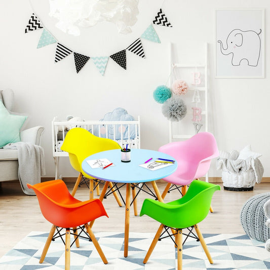 5 Piece Kids Mid-Century Colorful Table Chair Set, Multicolor - Gallery Canada