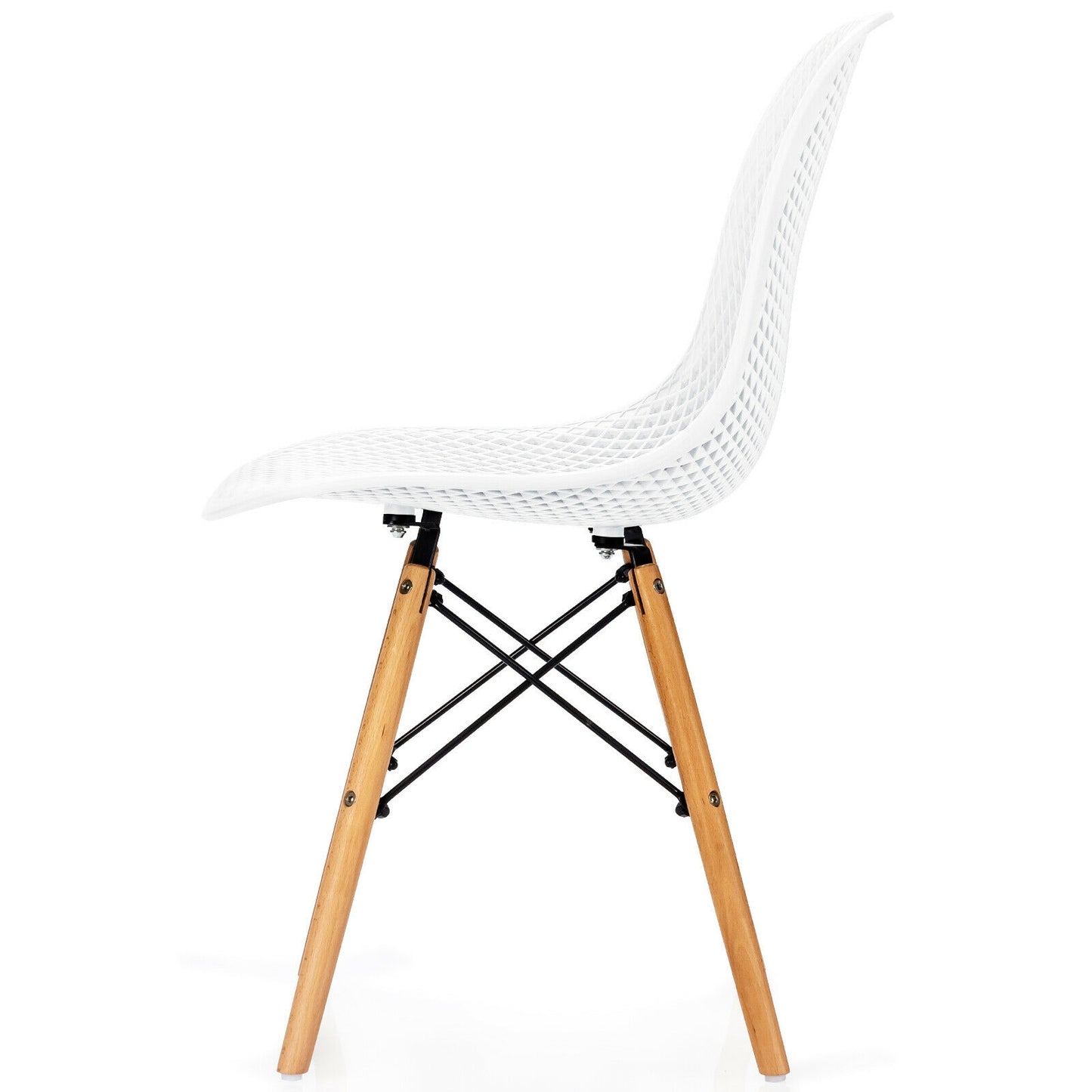 4 Pieces Modern Plastic Hollow Chair Set with Wood Leg, White Dining Chairs at Gallery Canada