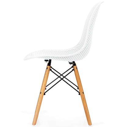 4 Pieces Modern Plastic Hollow Chair Set with Wood Leg, White Dining Chairs at Gallery Canada
