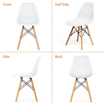 4 Pieces Modern Plastic Hollow Chair Set with Wood Leg, White Dining Chairs at Gallery Canada