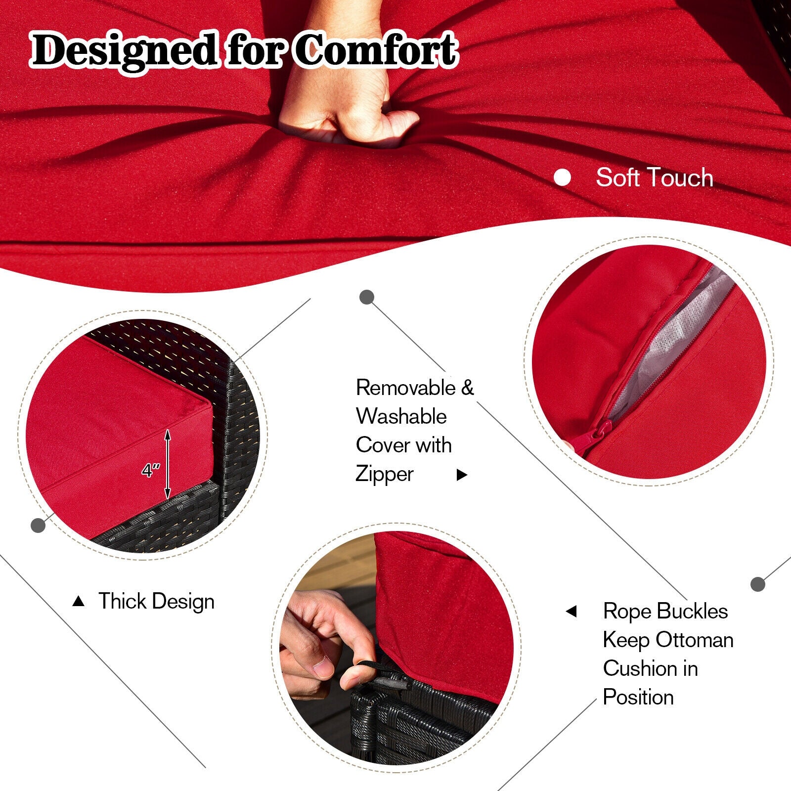 8 Pieces Patio Rattan Storage Table Furniture Set, Red Outdoor Sectionals at Gallery Canada