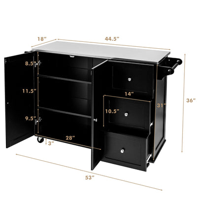 Kitchen Island 2-Door Storage Cabinet with Stainless Steel Top and Drawers, Black Sideboards Cabinets & Buffets at Gallery Canada