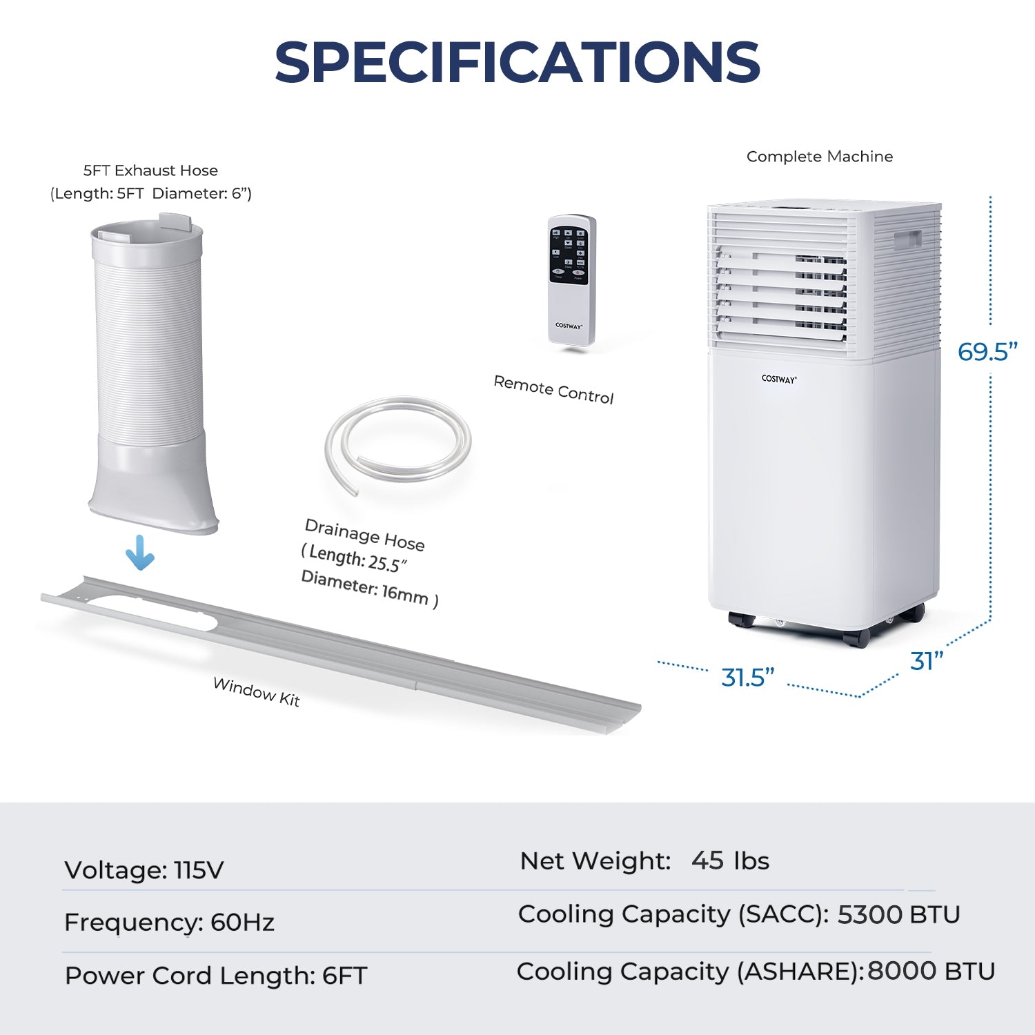8000 BTU 3-in-1 Air Cooler, Dehumidifier, Fan, White Portable Air Conditioners at Gallery Canada