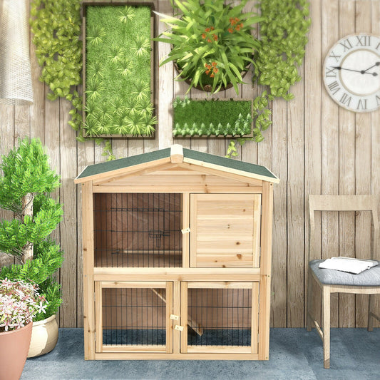 35 Inch Wooden Chicken Coop with Ramp, Natural - Gallery Canada