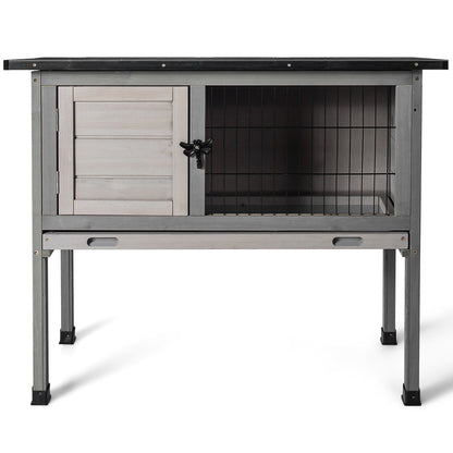 Small Elevated Rabbit Hutch with Hinged Asphalt Roof and Removable Tray, Gray at Gallery Canada