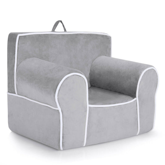 Upholstered Kids Sofa with Velvet Fabric and High-Quality Sponge, Gray - Gallery Canada