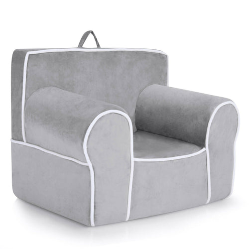 Upholstered Kids Sofa with Velvet Fabric and High-Quality Sponge, Gray