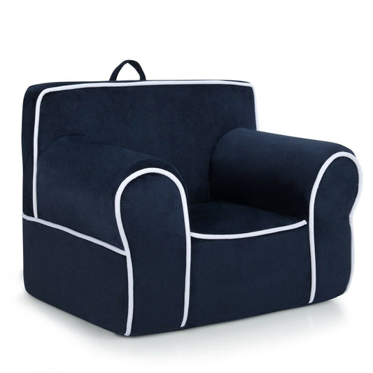 Upholstered Kids Sofa with Velvet Fabric and High-Quality Sponge, Navy - Gallery Canada