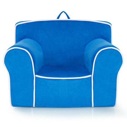 Upholstered Kids Sofa with Velvet Fabric and High-Quality Sponge, Blue - Gallery Canada