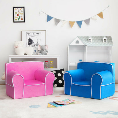 Upholstered Kids Sofa with Velvet Fabric and High-Quality Sponge, Blue - Gallery Canada