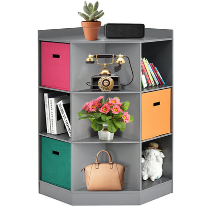 3-Tier Kids Storage Shelf Corner Cabinet with 3 Baskets, Gray Kids Storage at Gallery Canada