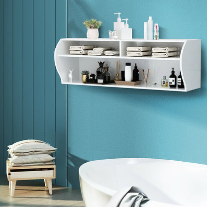 48.5 Inch 2 Tier Modern Wall Mounted Hanging Floating Shelf, White - Gallery Canada