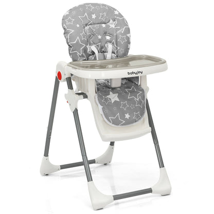 Folding Baby High Dining Chair with 6-Level Height Adjustment, Gray - Gallery Canada