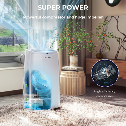 12000BTU 3-in-1 Portable Air Conditioner with Remote, White