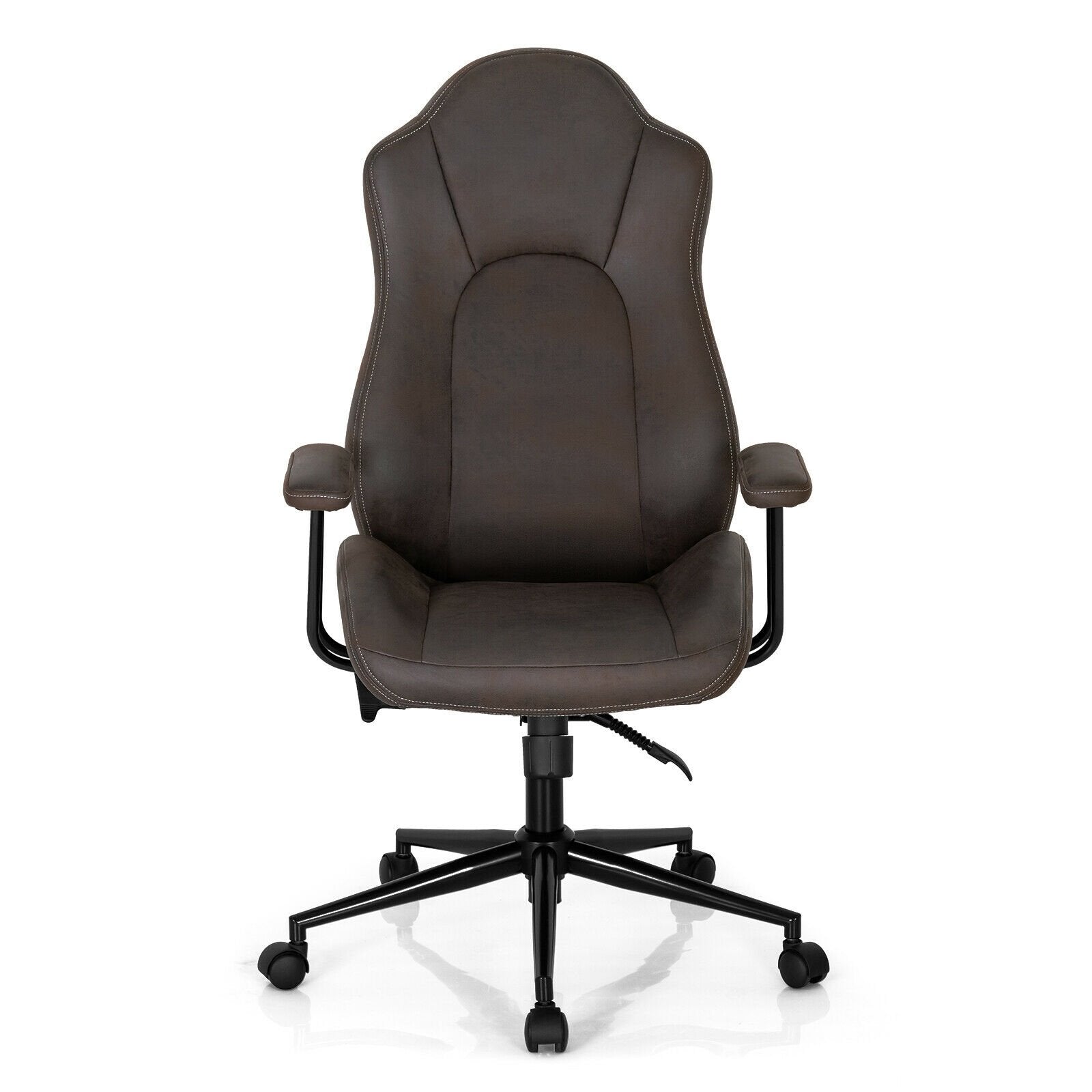 High Adjustable Back Executive Office Chair with Armrest, Brown - Gallery Canada
