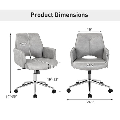 Adjustable Hollow Mid Back Leisure Office Chair with Armrest, Gray Leisure Chairs at Gallery Canada