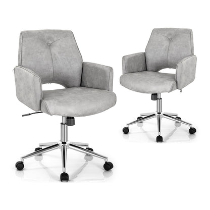 Adjustable Hollow Mid Back Leisure Office Chair with Armrest, Gray Leisure Chairs at Gallery Canada