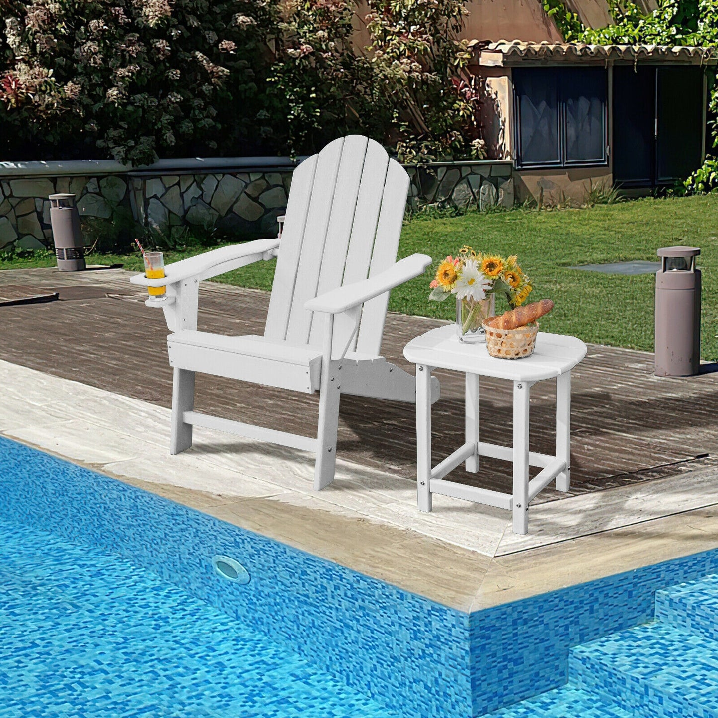 Outdoor Adirondack Chair With Built-In Cup Holder, White Adirondack Chairs at Gallery Canada