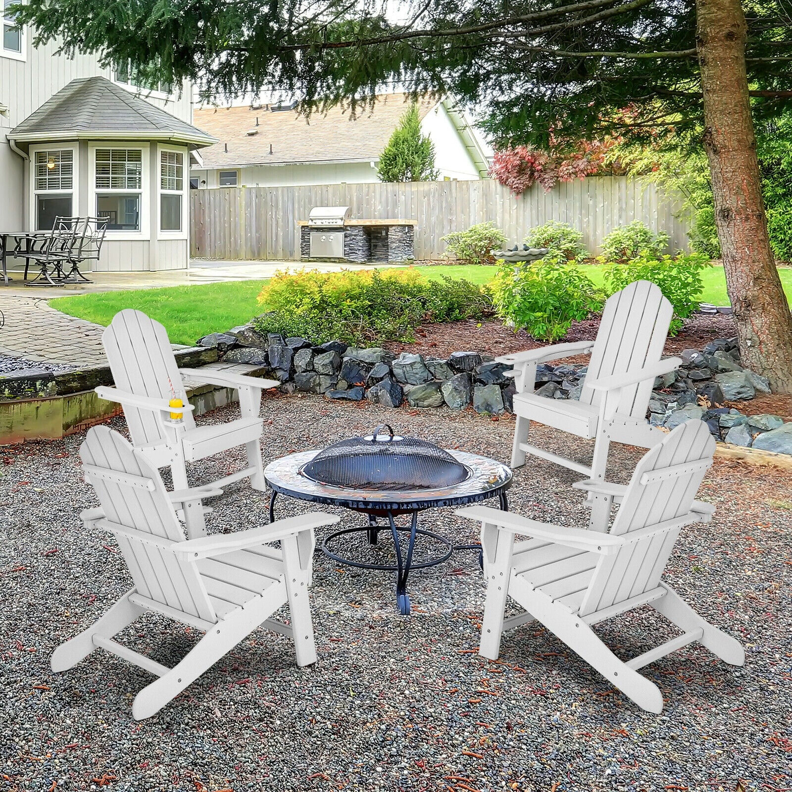 Outdoor Adirondack Chair With Built-In Cup Holder, White Adirondack Chairs at Gallery Canada