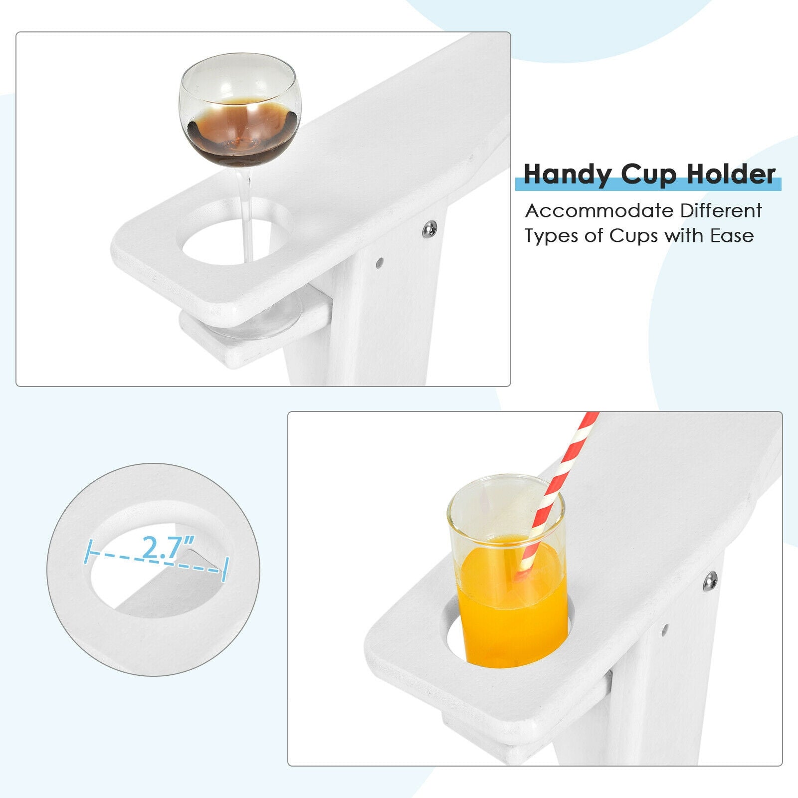 Outdoor Adirondack Chair With Built-In Cup Holder, White Adirondack Chairs at Gallery Canada