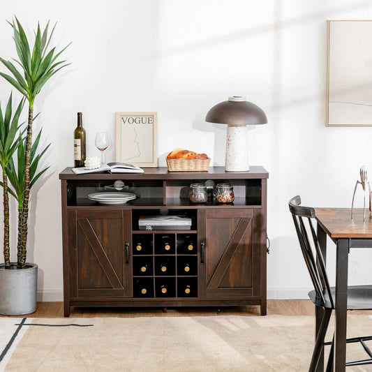 Farmhouse Sideboard with Detachable Wine Rack and Cabinets, Brown - Gallery Canada