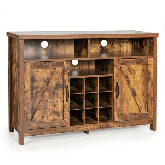 Farmhouse Sideboard with Detachable Wine Rack and Cabinets, Rustic Brown - Gallery Canada