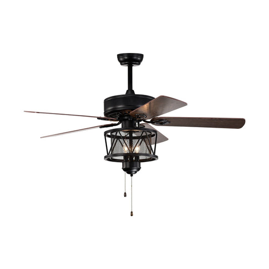 50 Inches Ceiling Fan with Lights Reversible Blades and Pull Chain Control, Black