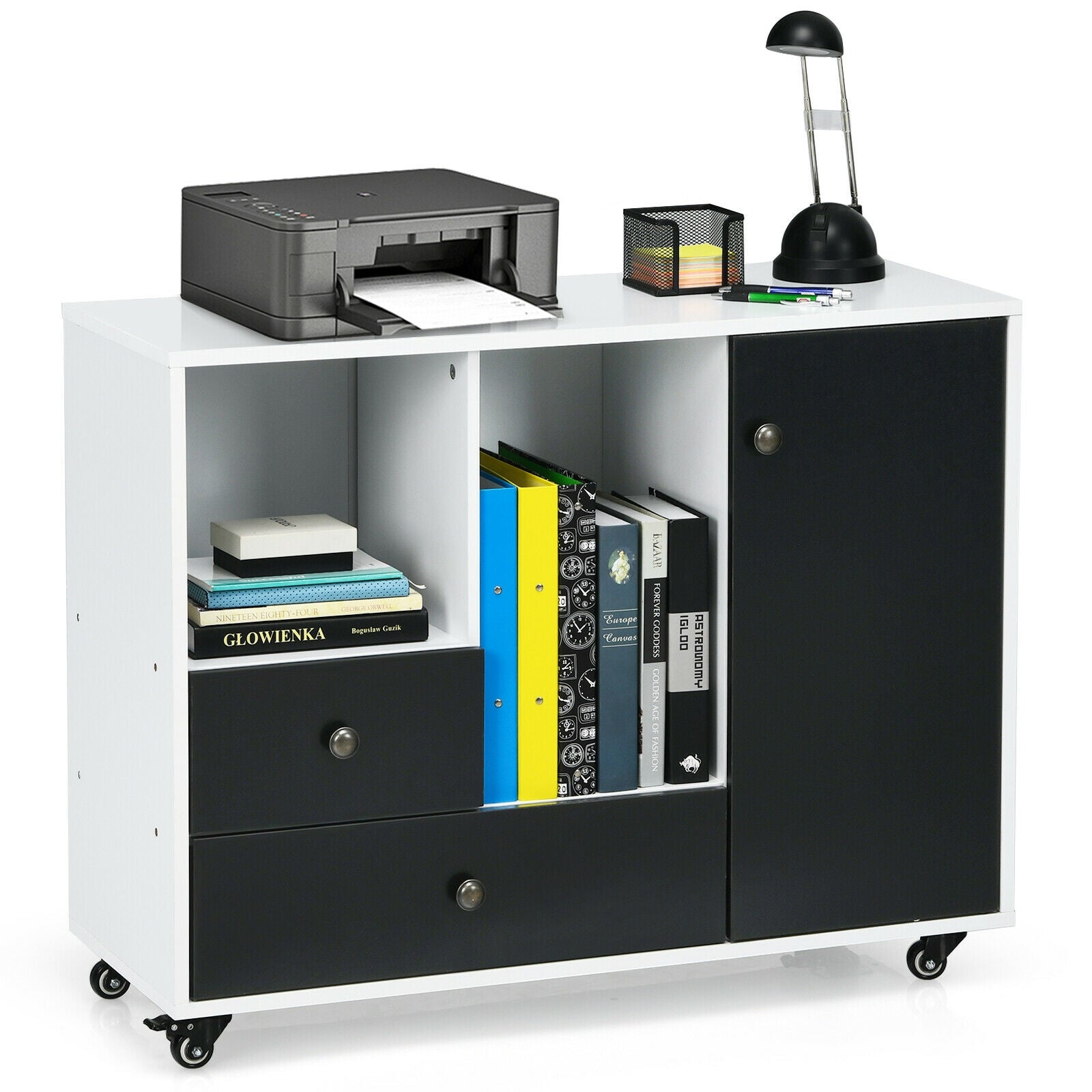 Lateral Mobile Filing Cabinet, 2 Drawers, Black File Cabinets at Gallery Canada
