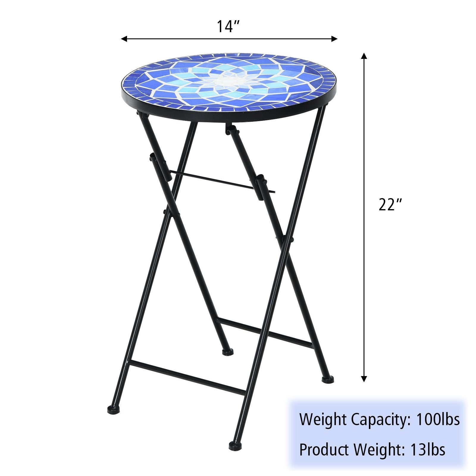 Folding Mosaic Side Table Accent Table, Dark Blue - Gallery Canada