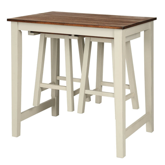 Counter Height Pub Table with 2 Saddle Bar Stools, Brown at Gallery Canada