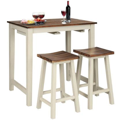 Counter Height Pub Table with 2 Saddle Bar Stools, Brown - Gallery Canada