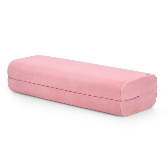 Yoga Bolster Pillow with Washable Cover and Carry Handle, Pink - Gallery Canada