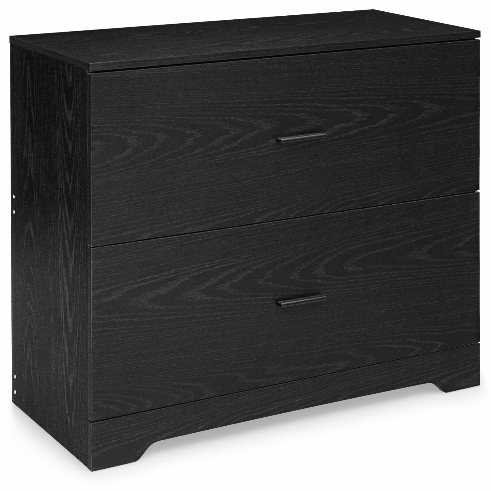 2-Drawer Lateral File Cabinet with Adjustable Bars for Home and Office, Black File Cabinets Black at Gallery Canada