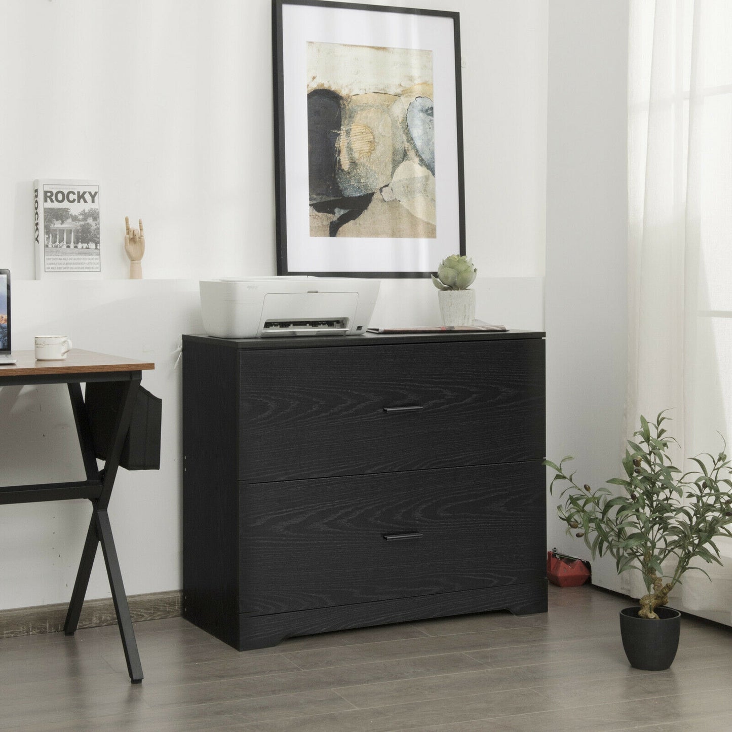 2-Drawer Lateral File Cabinet with Adjustable Bars for Home and Office, Black File Cabinets at Gallery Canada