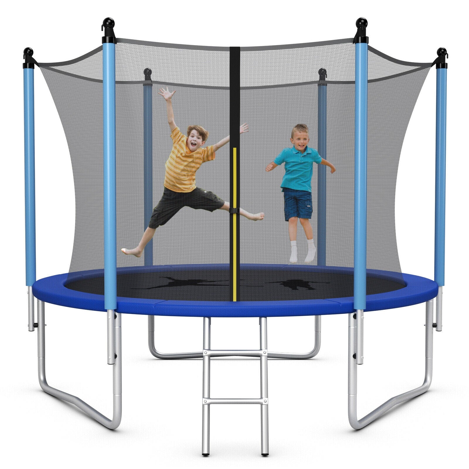 14 Feet Jumping Exercise Recreational Bounce Trampoline with Safety Net, Blue Trampolines at Gallery Canada